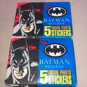 NEW Vintage 1992 Topps Batman Returns Sealed 5 Movie Photo Stickers Lot 2 packs